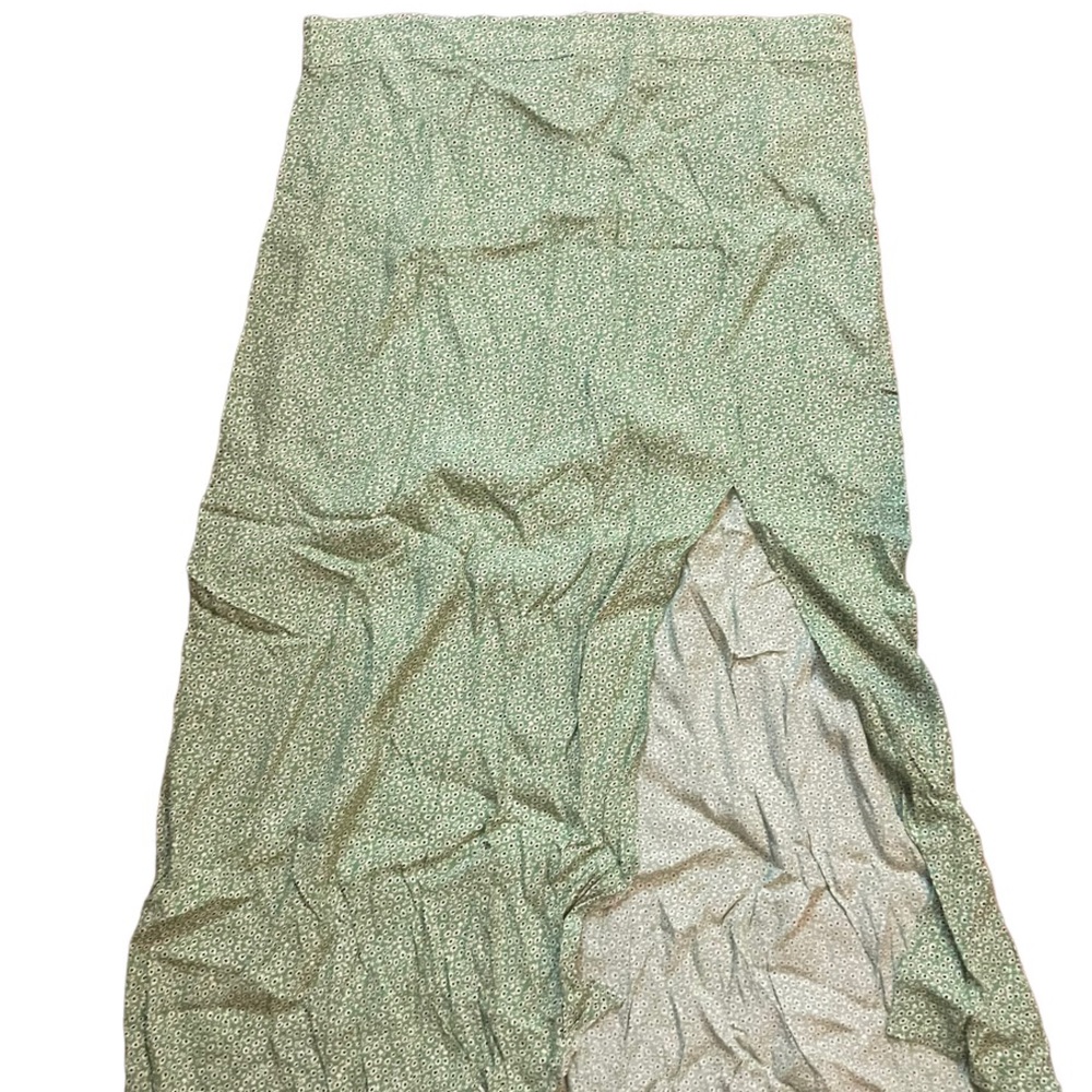 H&M long Green Floral Slit skirt Size 14